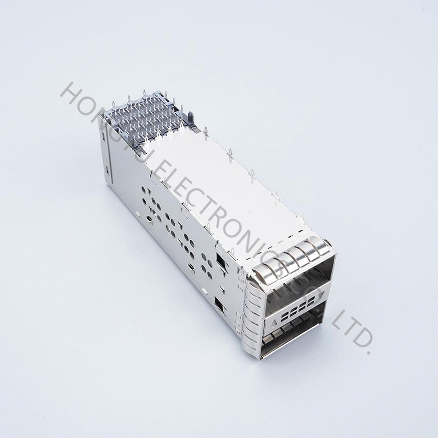 QSFP28 2x1 Cage,With light pipe